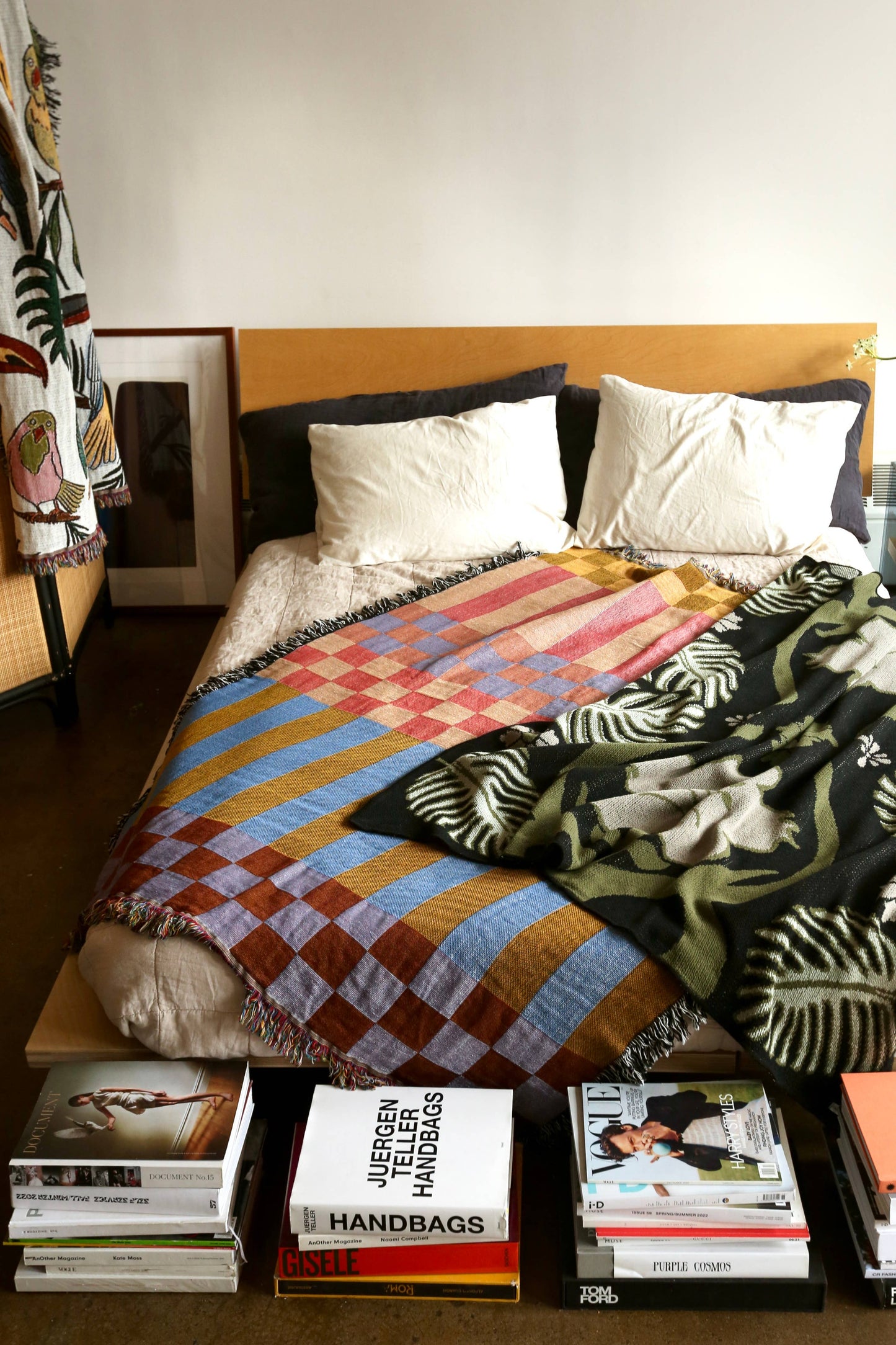 Checkered Stripe Tapestry Blanket