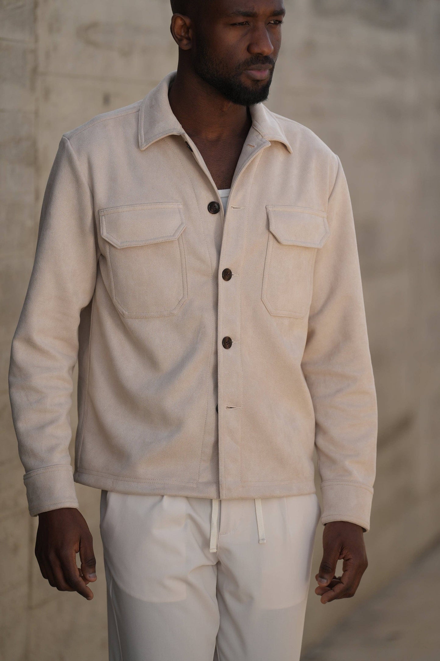 LIGHT BEIGE SUEDE OUTERSHIRT