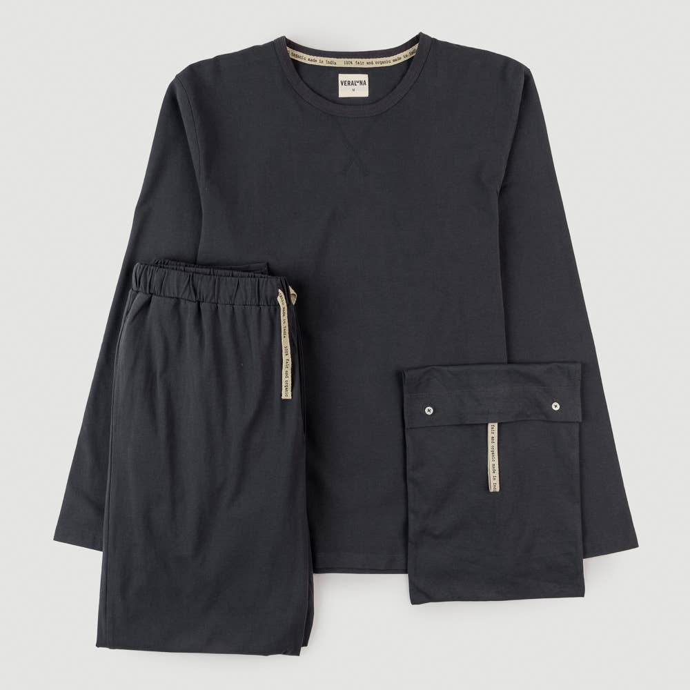ORGANIC COTTON PAJAMA MAN HOOGHLY COAL