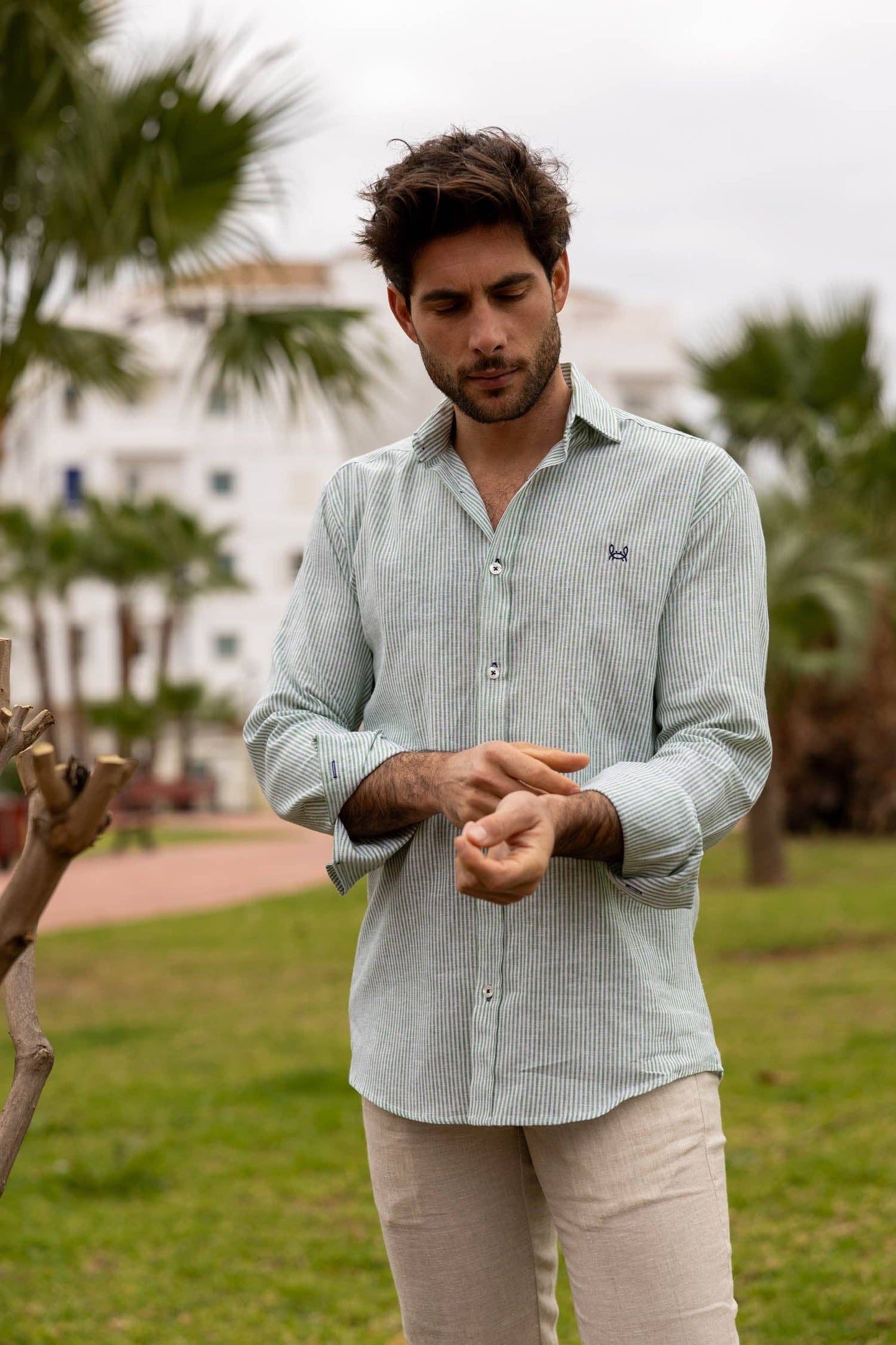 Gijón Green Linen Shirt
