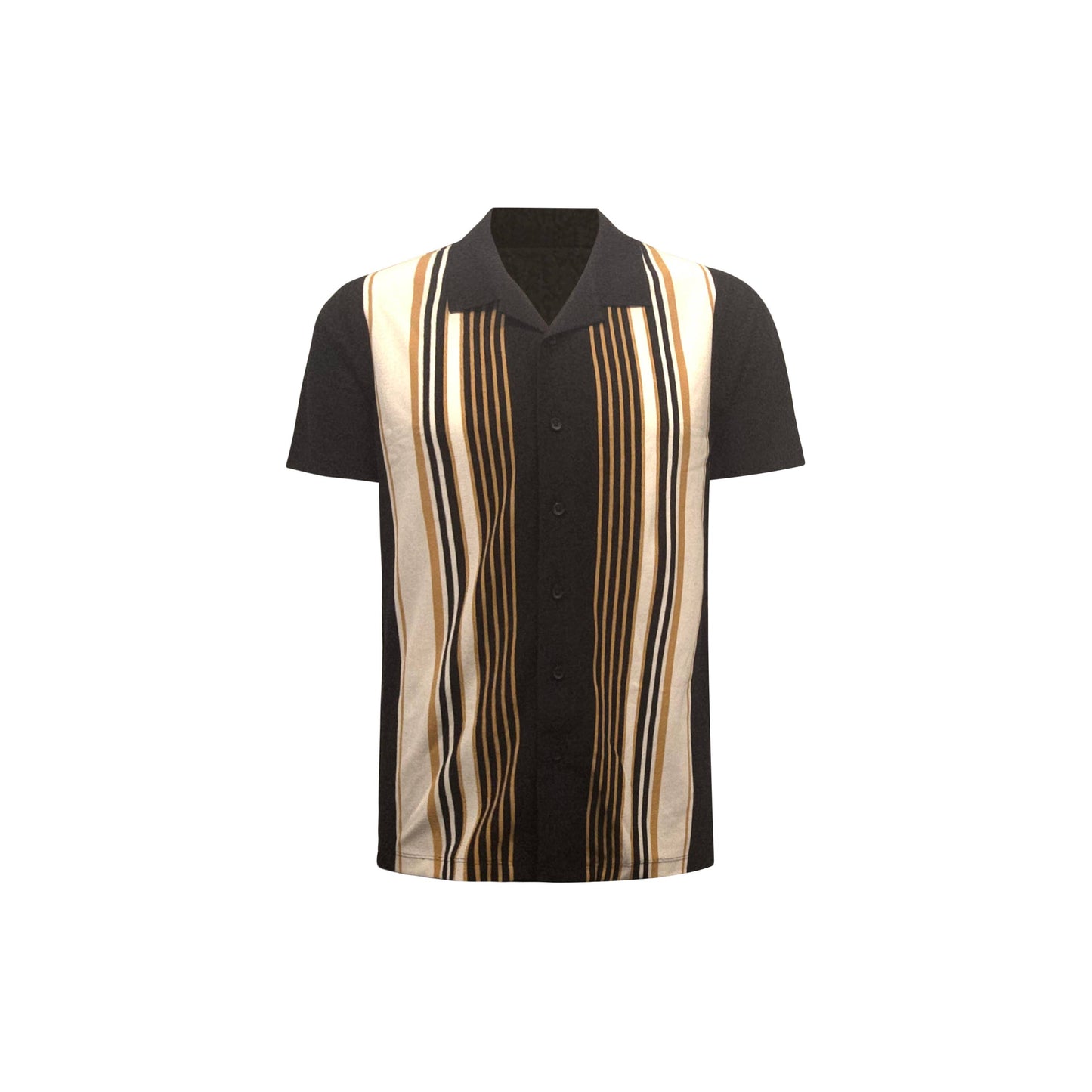 Stripe Cuban Collar Pique Shirt