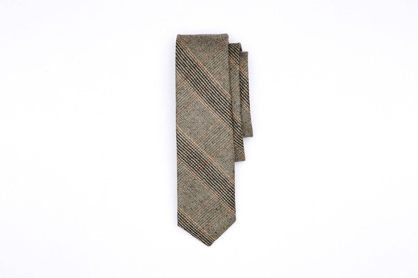 Pointed Necktie - Clay Rock Plaid