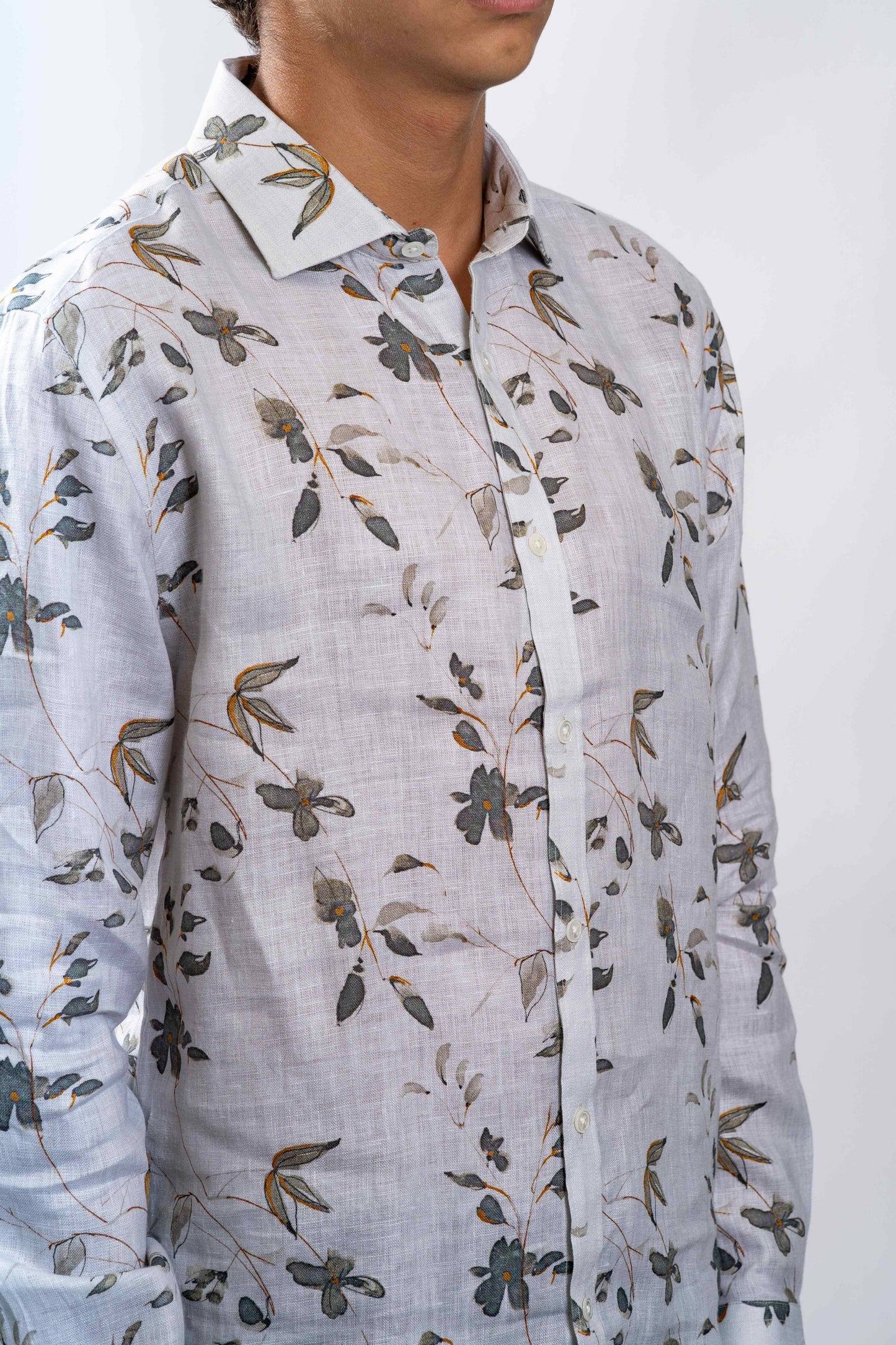 Black Vine Leaf Long Sleeve Shirt
