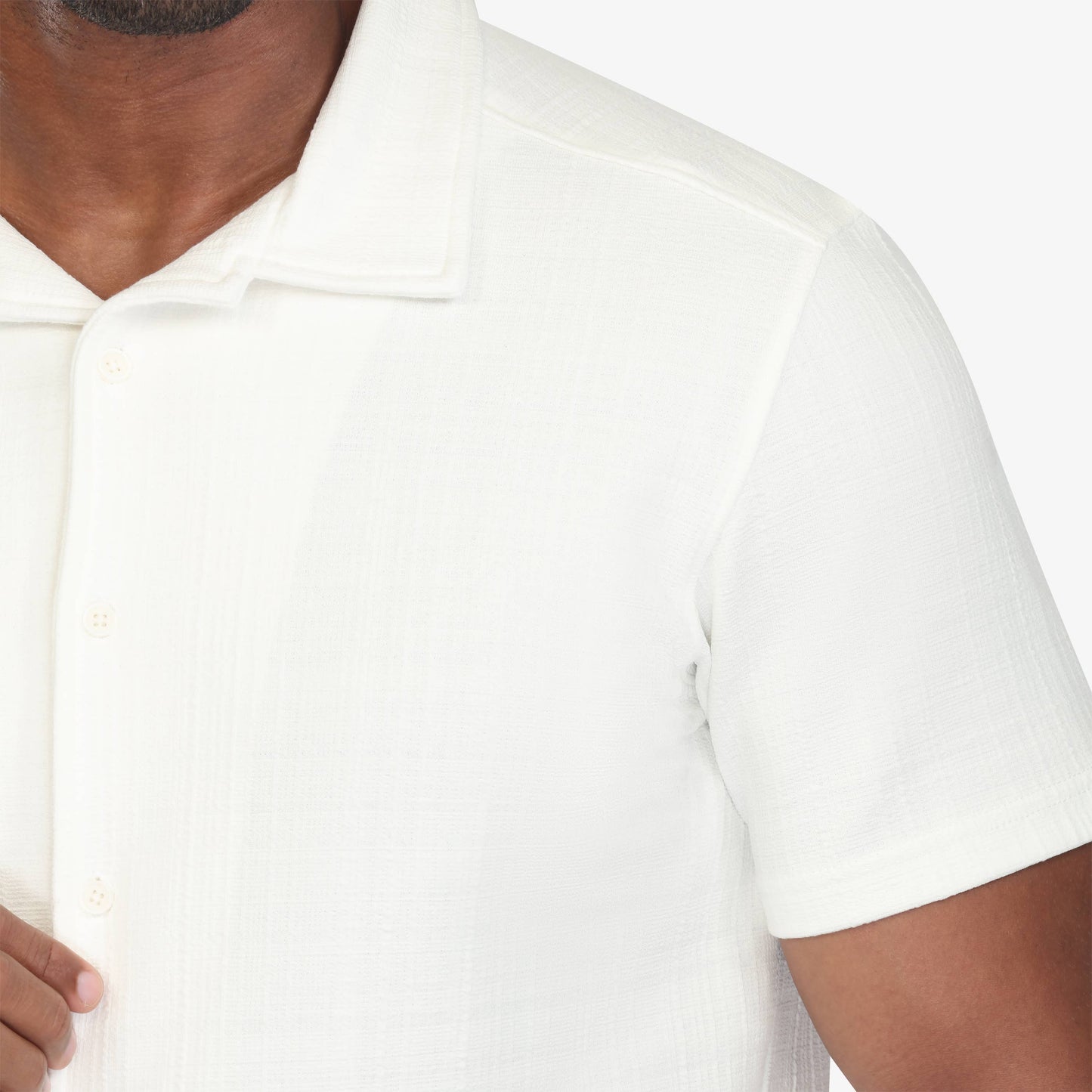 White Knitted Cuban Collar Shirt