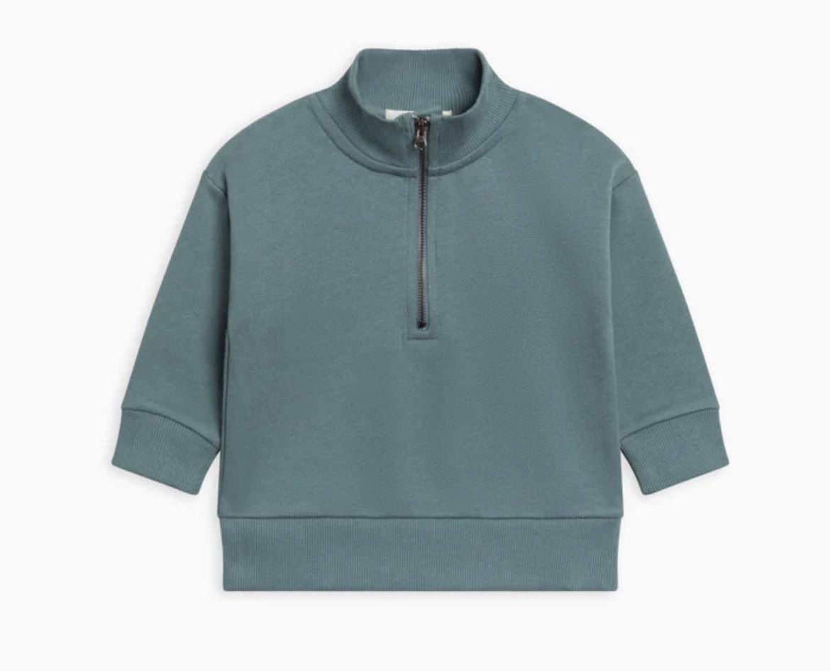 Mack Fleece Dropped Shoulder Half Zip Pullover - Teal