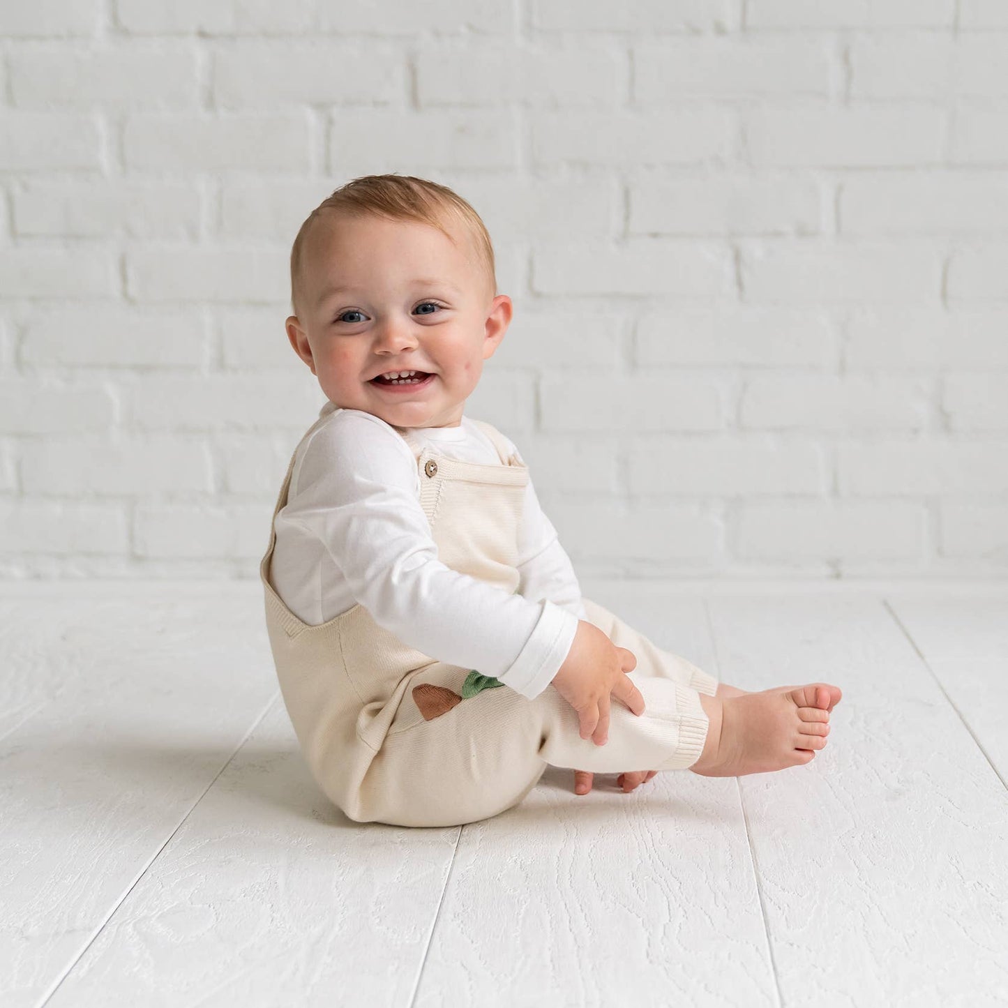 Dino Jacquard Knit Baby Overall Set (Organic Cotton)