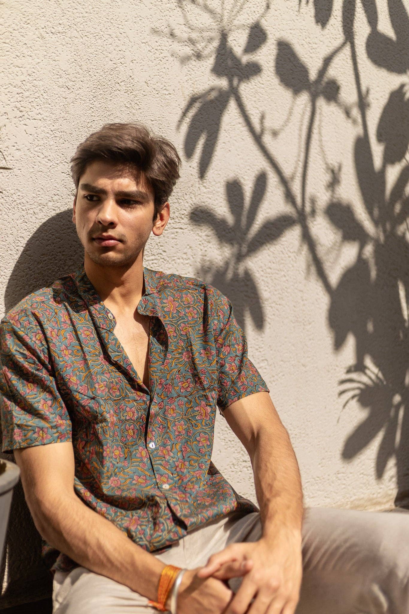 Carnations Handblock Printed Cotton Shirt