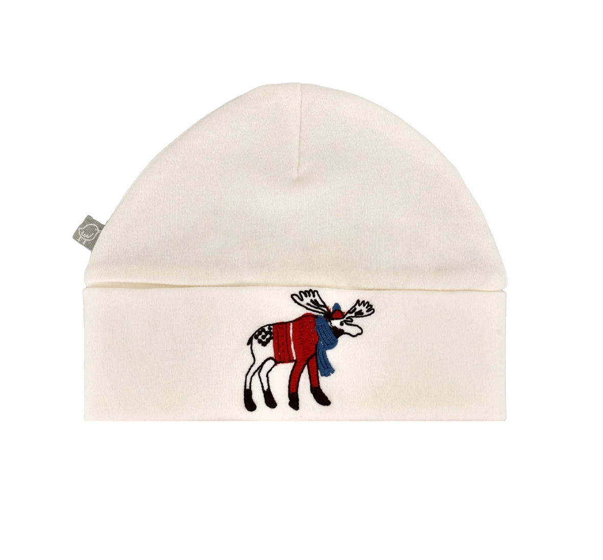Embroidered roll up hat | ivory moose