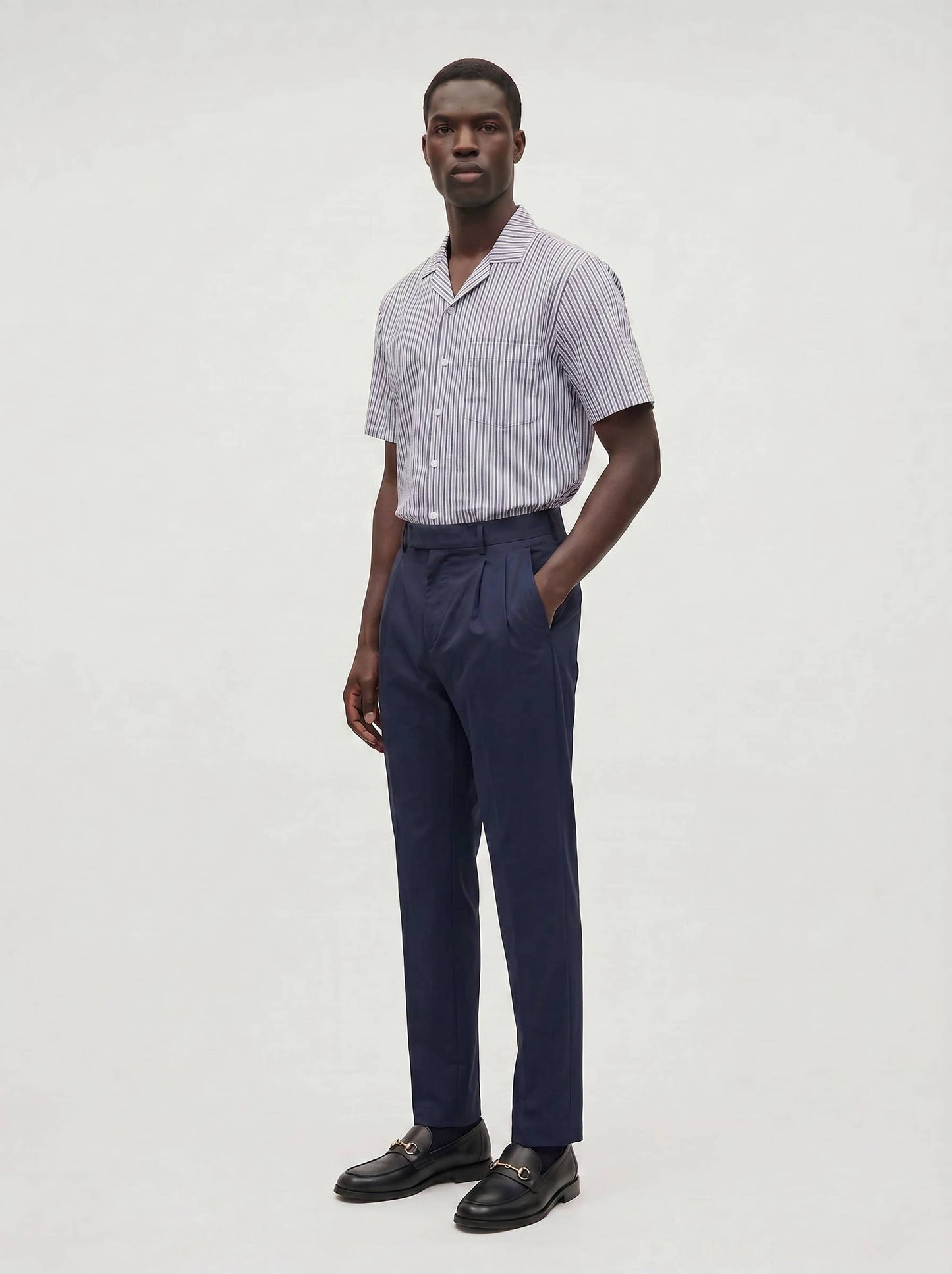 Sailor Seersucker Camp Shirt - Navy/White