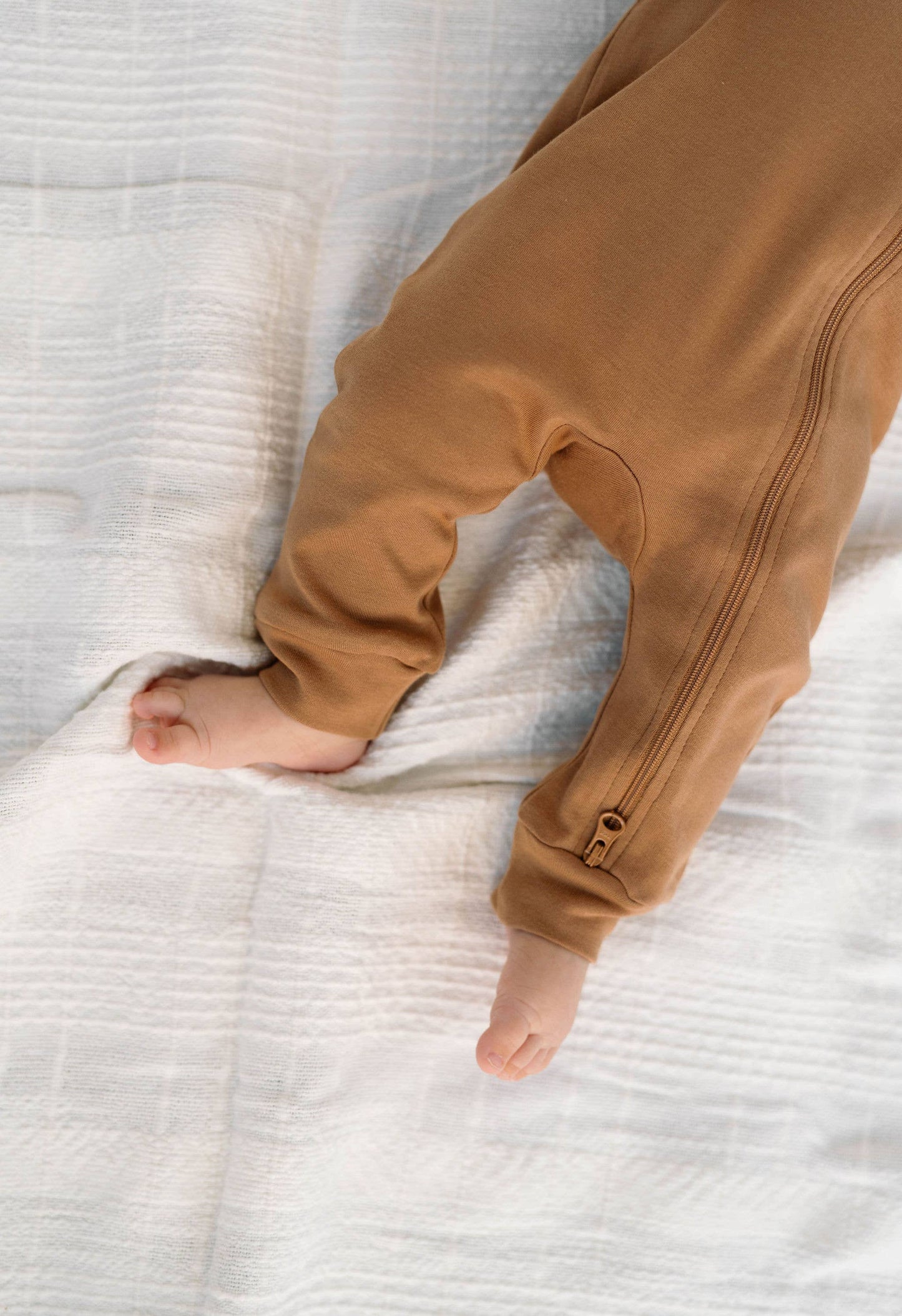 Organic Baby Zipper Sleeper in Almond | Baby Boy, Baby Girl