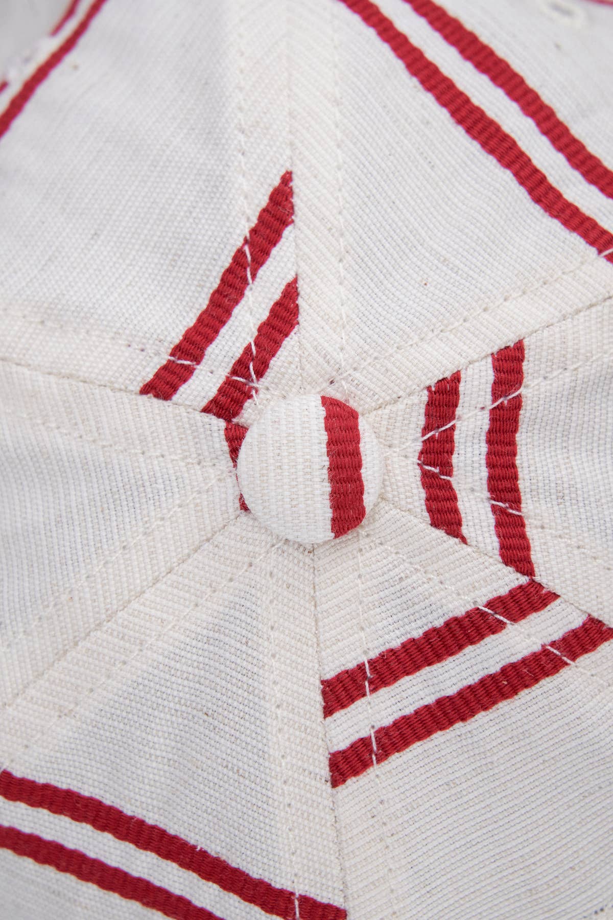 6 Panel NY Made "BALLPARK" Japanese Linen Stripe Cap - RED