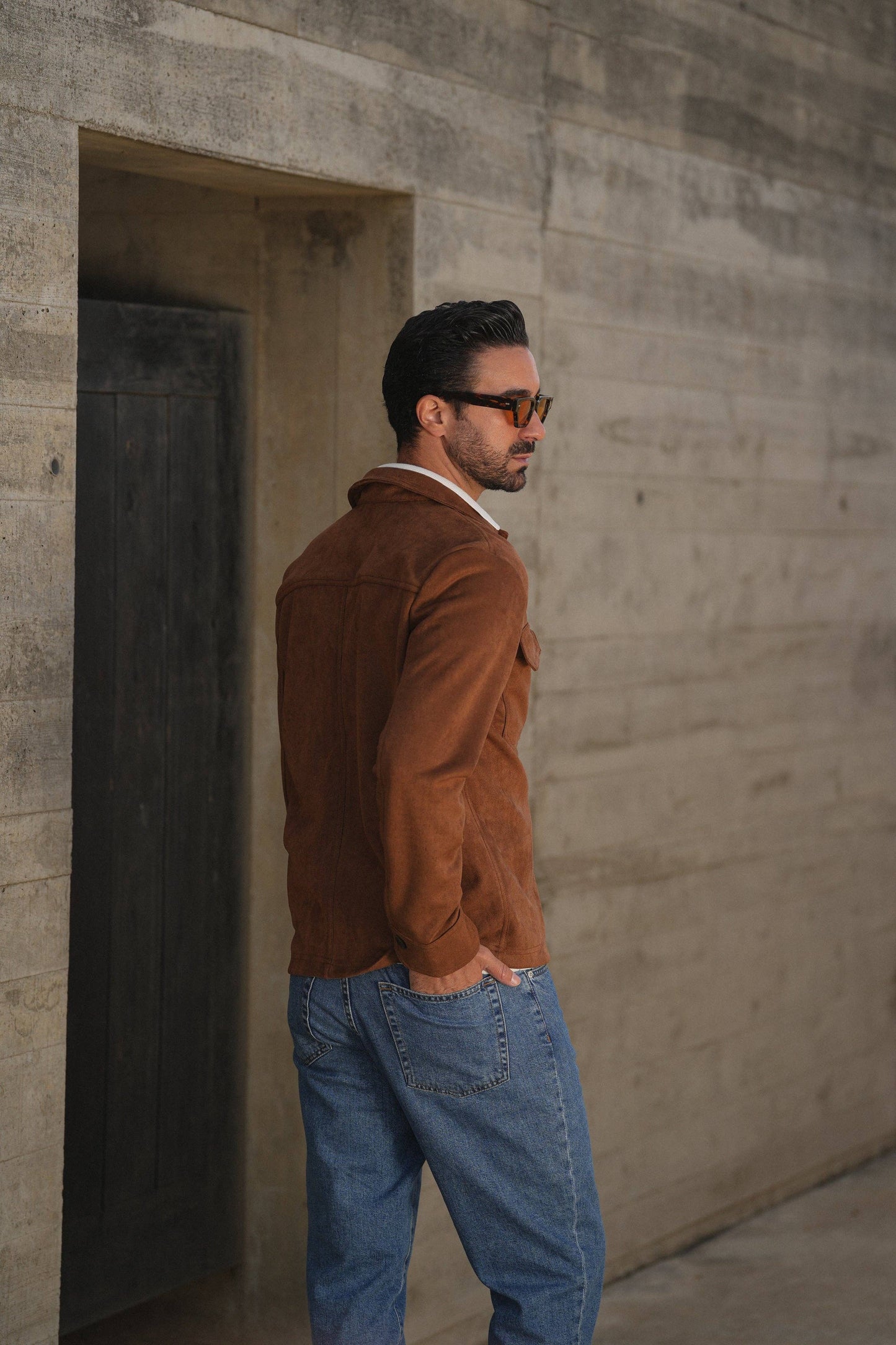 CAMEL SUEDE OUTERSHIRT