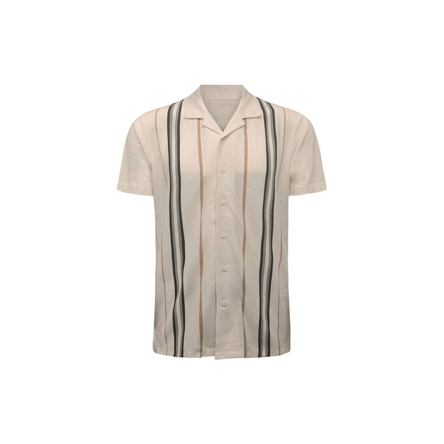 Stripe Cuban Collar Pique Polo Shirt