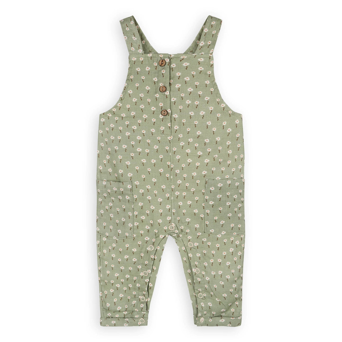 Sage Floral Baby Dungaree + Bodysuit (Organic Muslin)