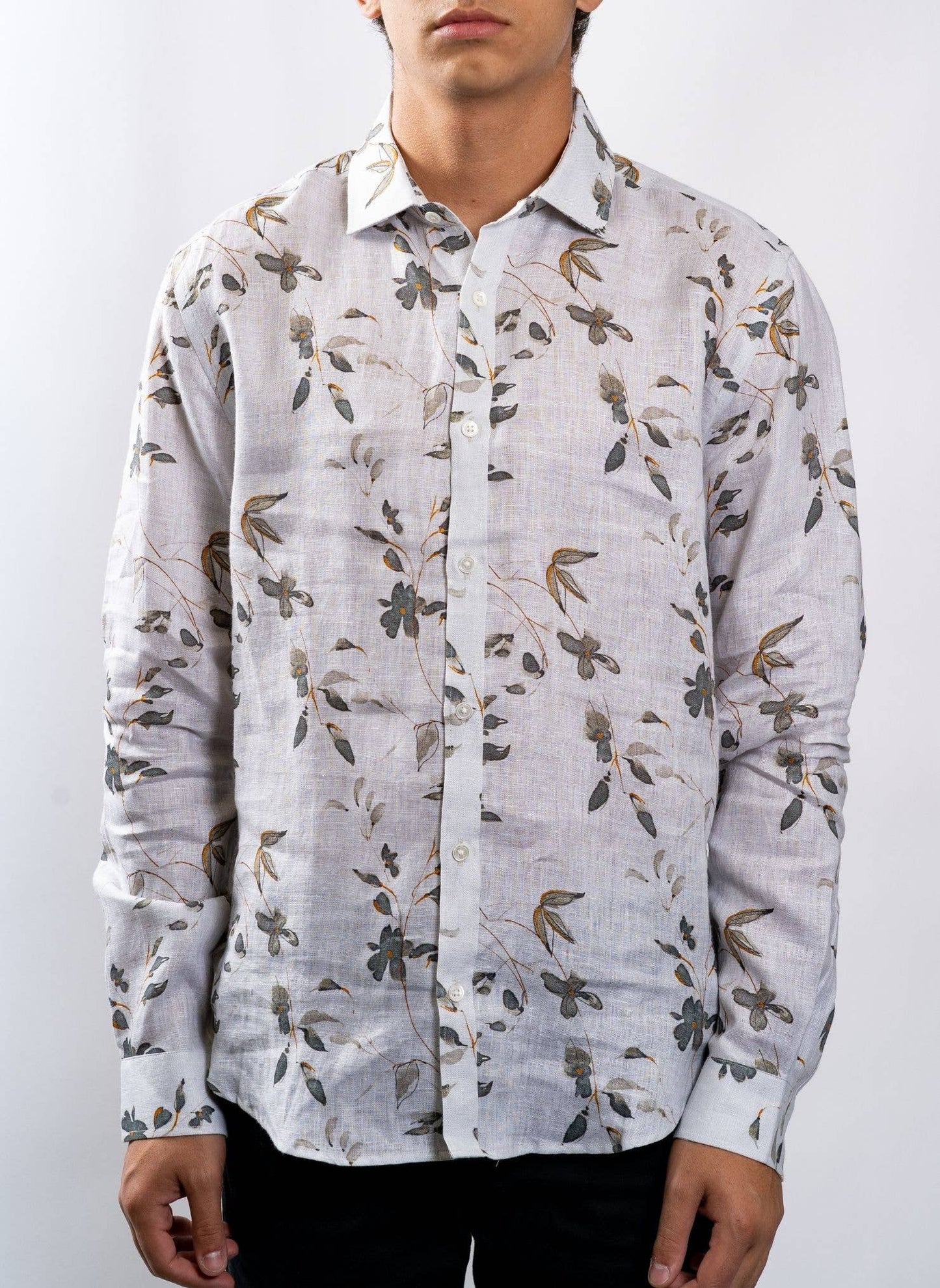 Black Vine Leaf Long Sleeve Shirt