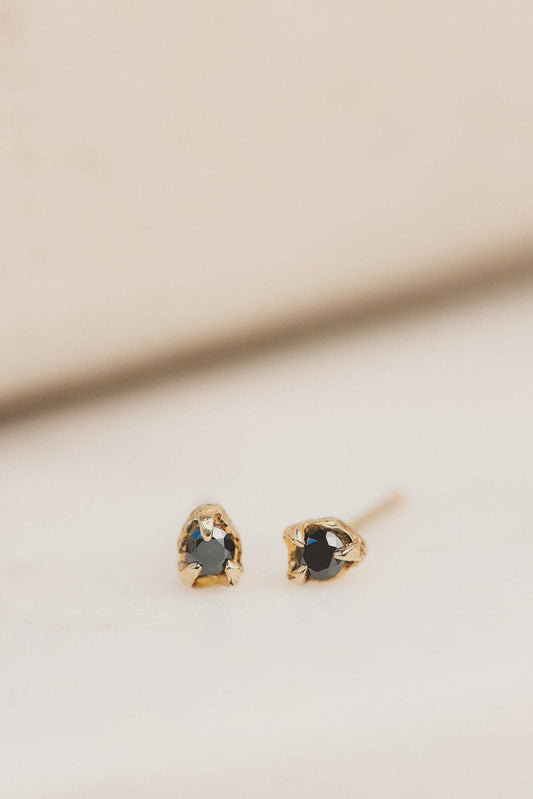 Solid Gold Black Diamond Earrings