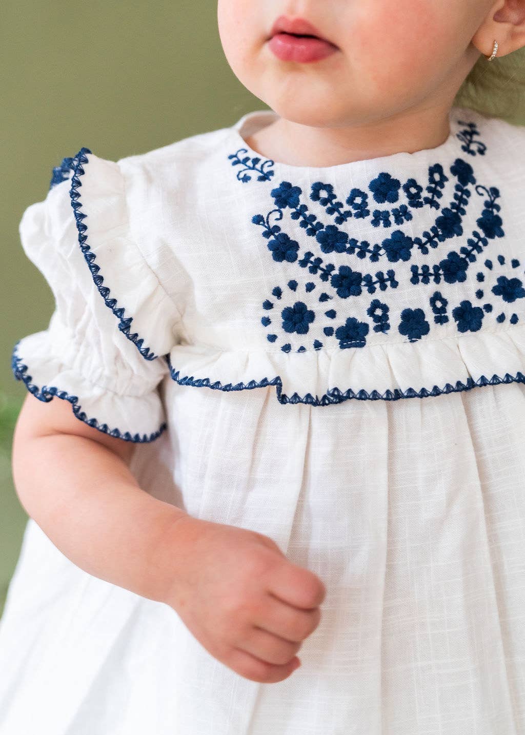 Cadence Floral Embroidered Baby Dress + Bloomer (Organic)