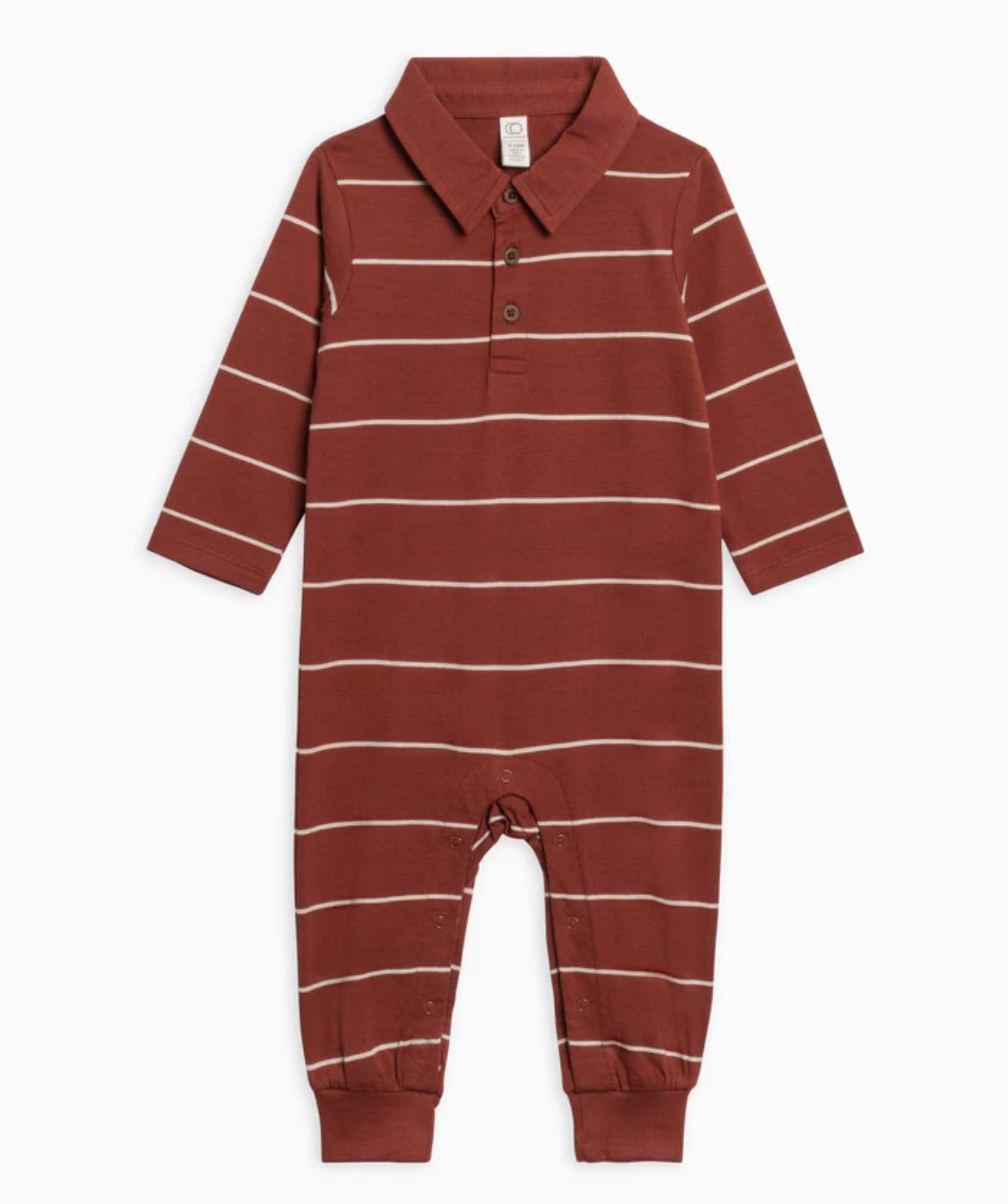 Fritz Long Sleeve Collared Romper - Hunter Stripe / Garnet