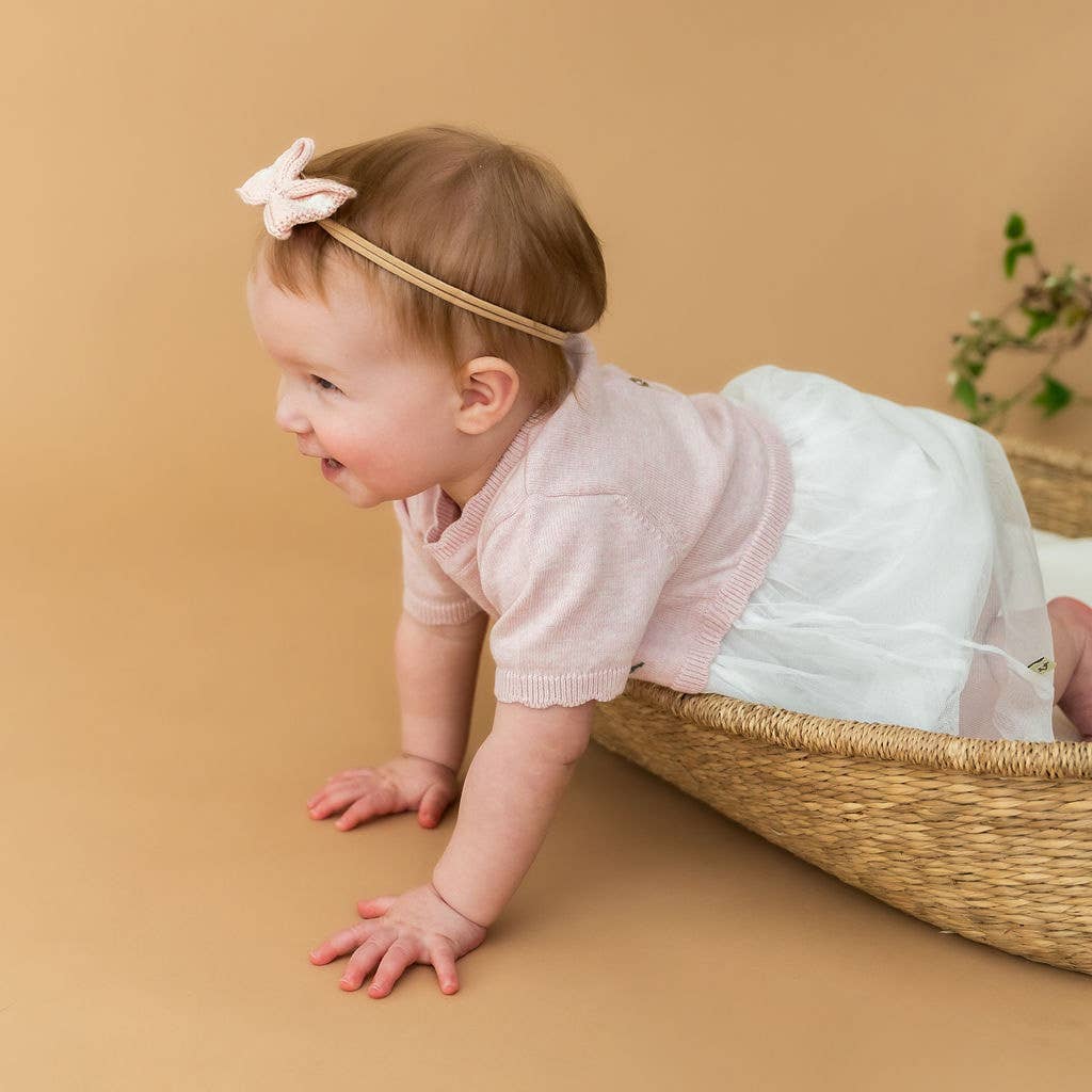 Floral Embroidered Tutu Baby Knit Dress - Organic Cotton