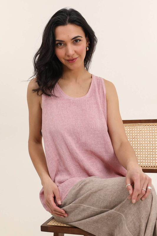Tank top in 50% Cotton & 50% Linen