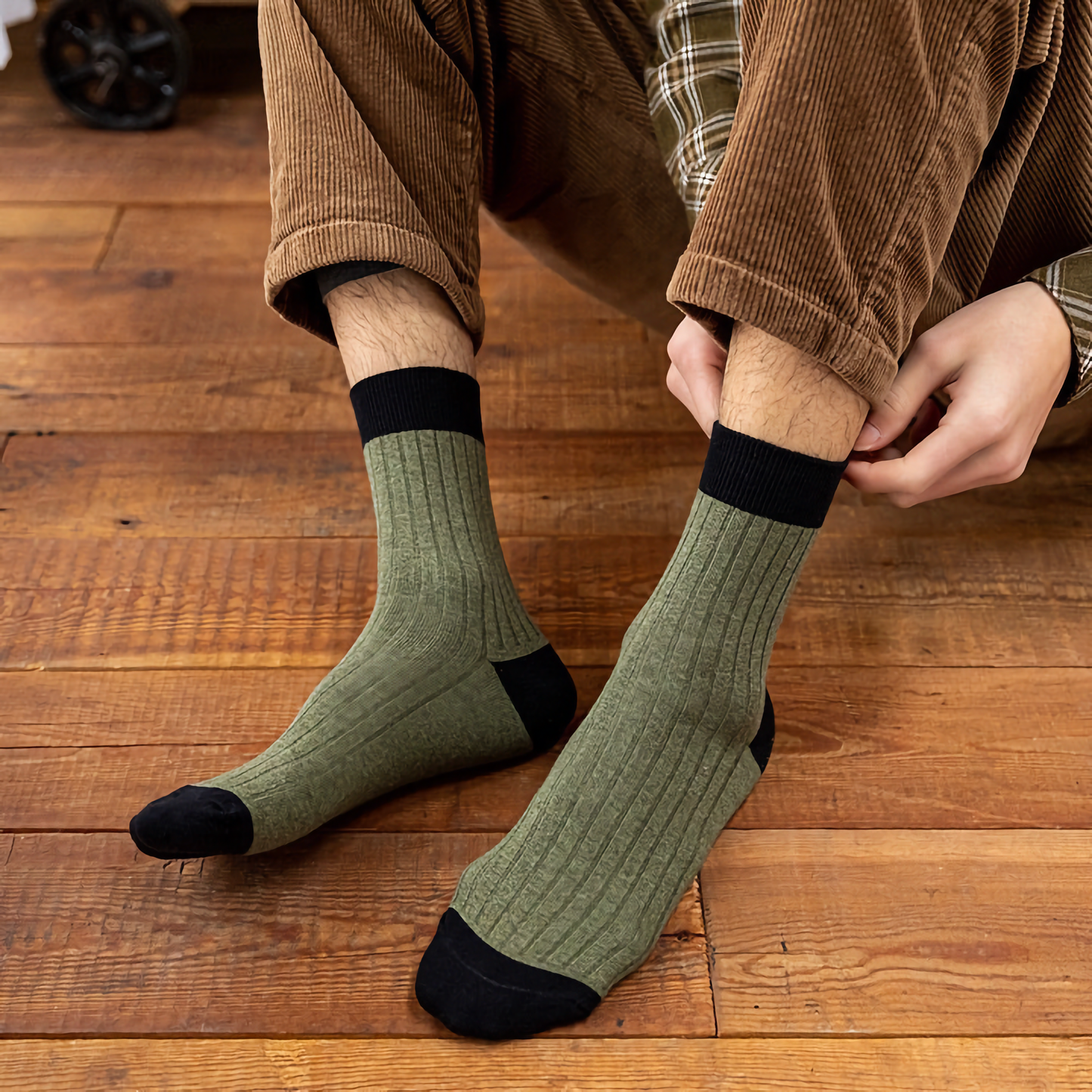 Men's Color Block Rib Socks - Men's Pure Cotton Socks The Upcycled Sock