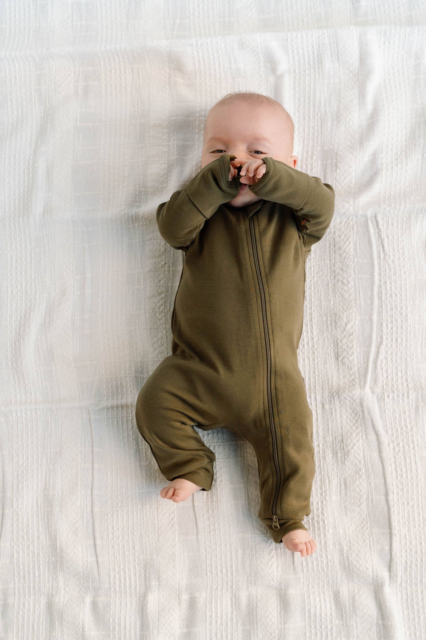 Organic Baby Zipper Sleeper in Olive | Baby Boy, Baby Girl