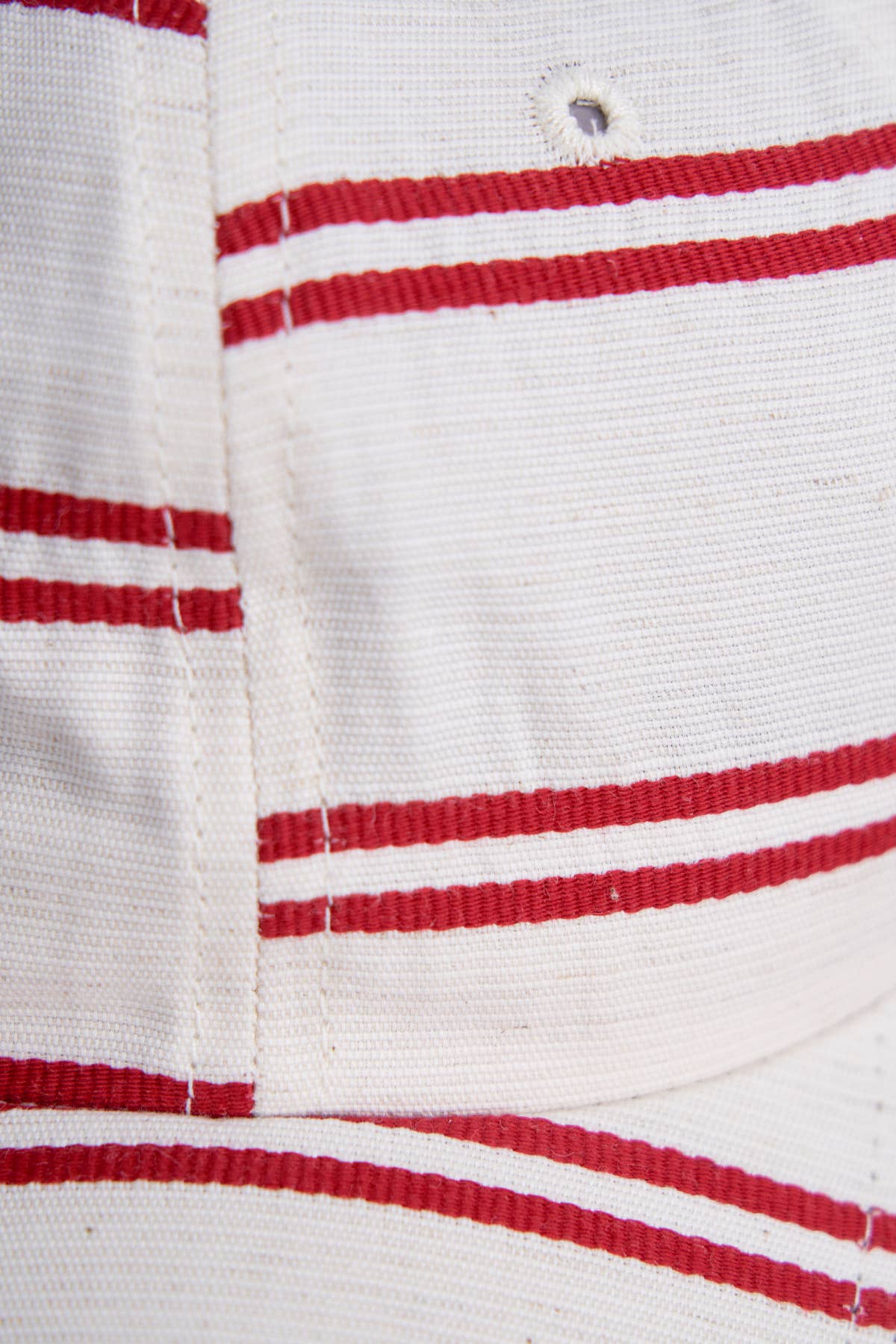 6 Panel NY Made "BALLPARK" Japanese Linen Stripe Cap - RED