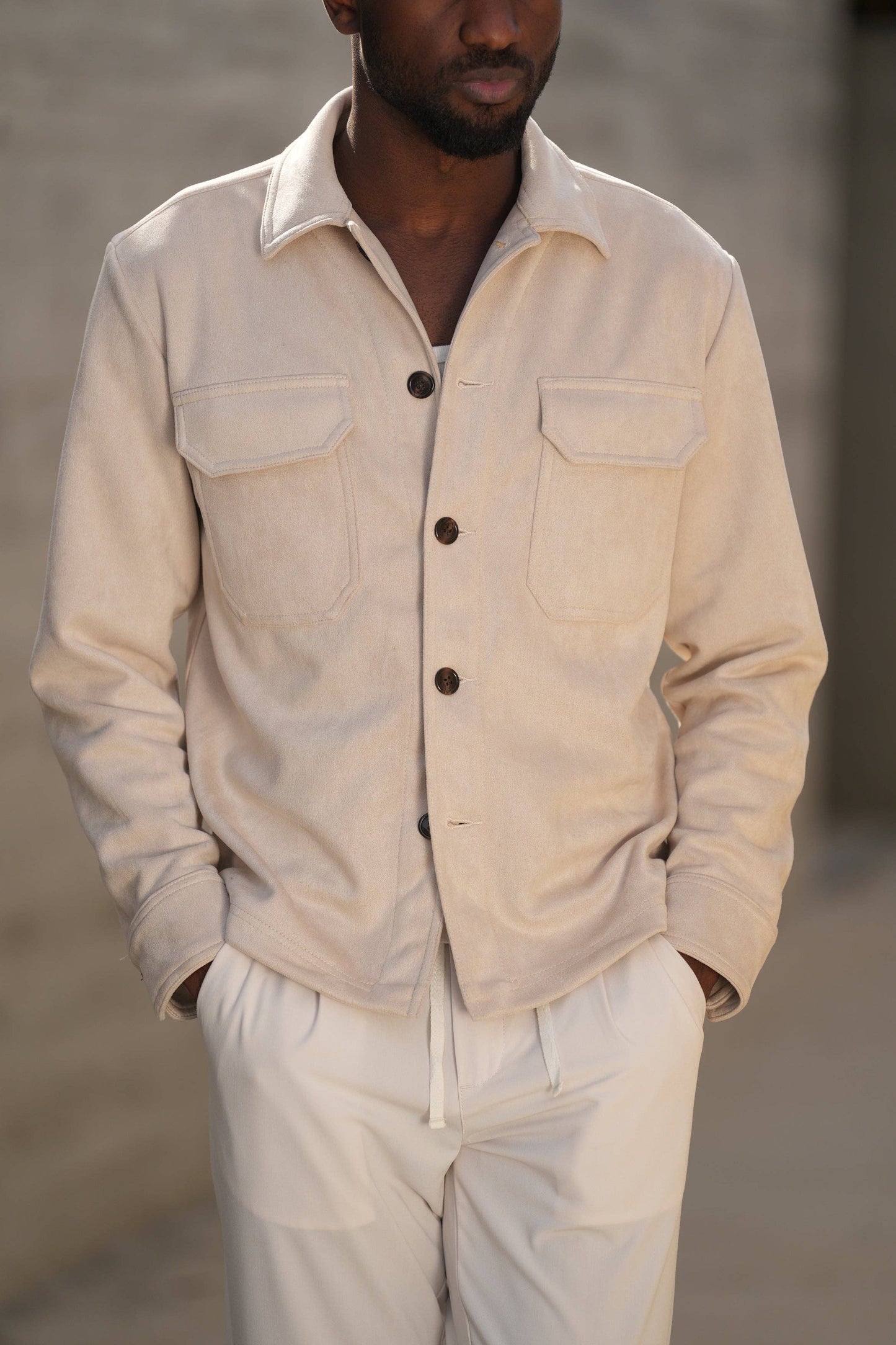 LIGHT BEIGE SUEDE OUTERSHIRT