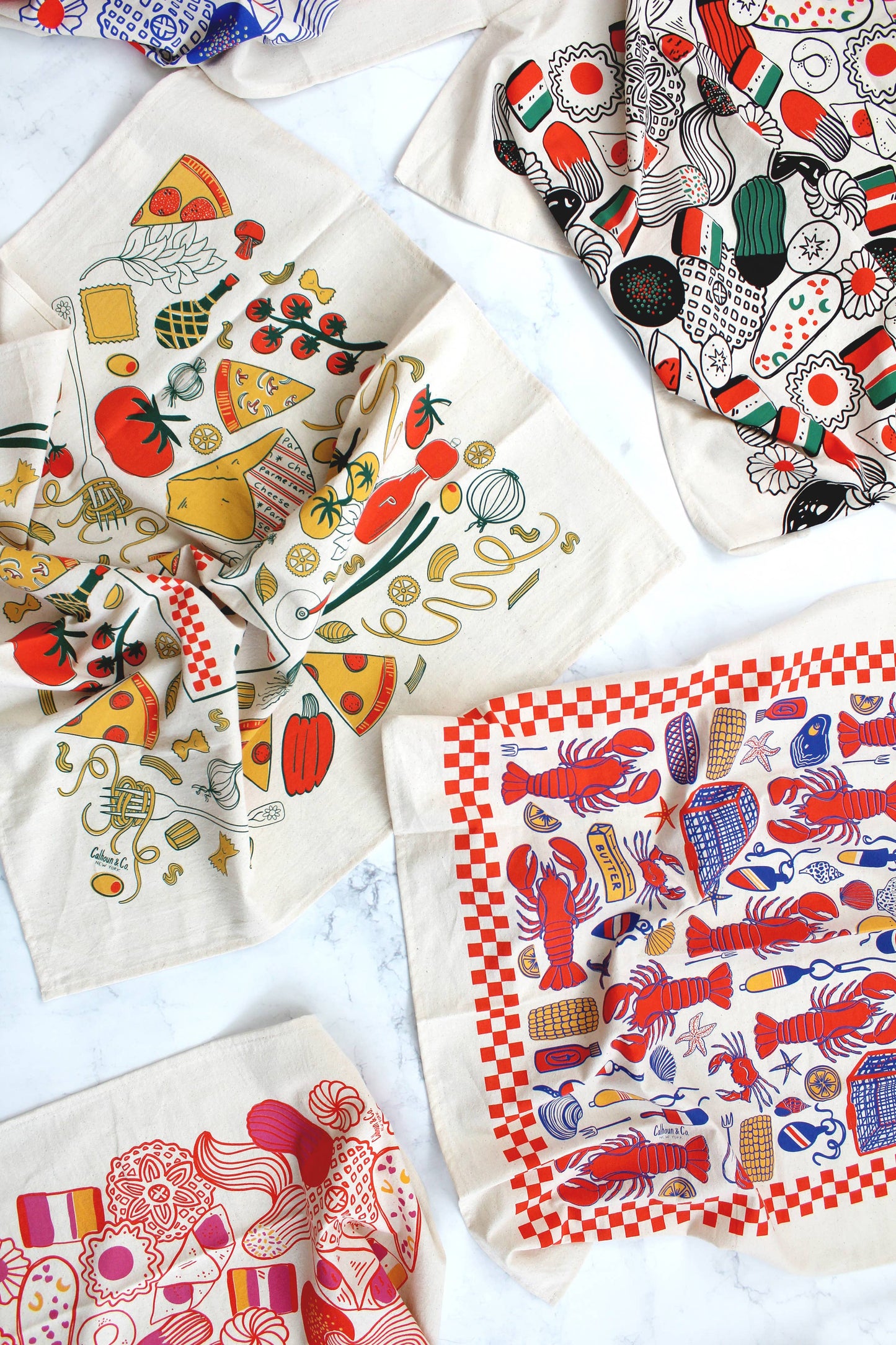 Italian for Dinner Screen Printed Tea Towel