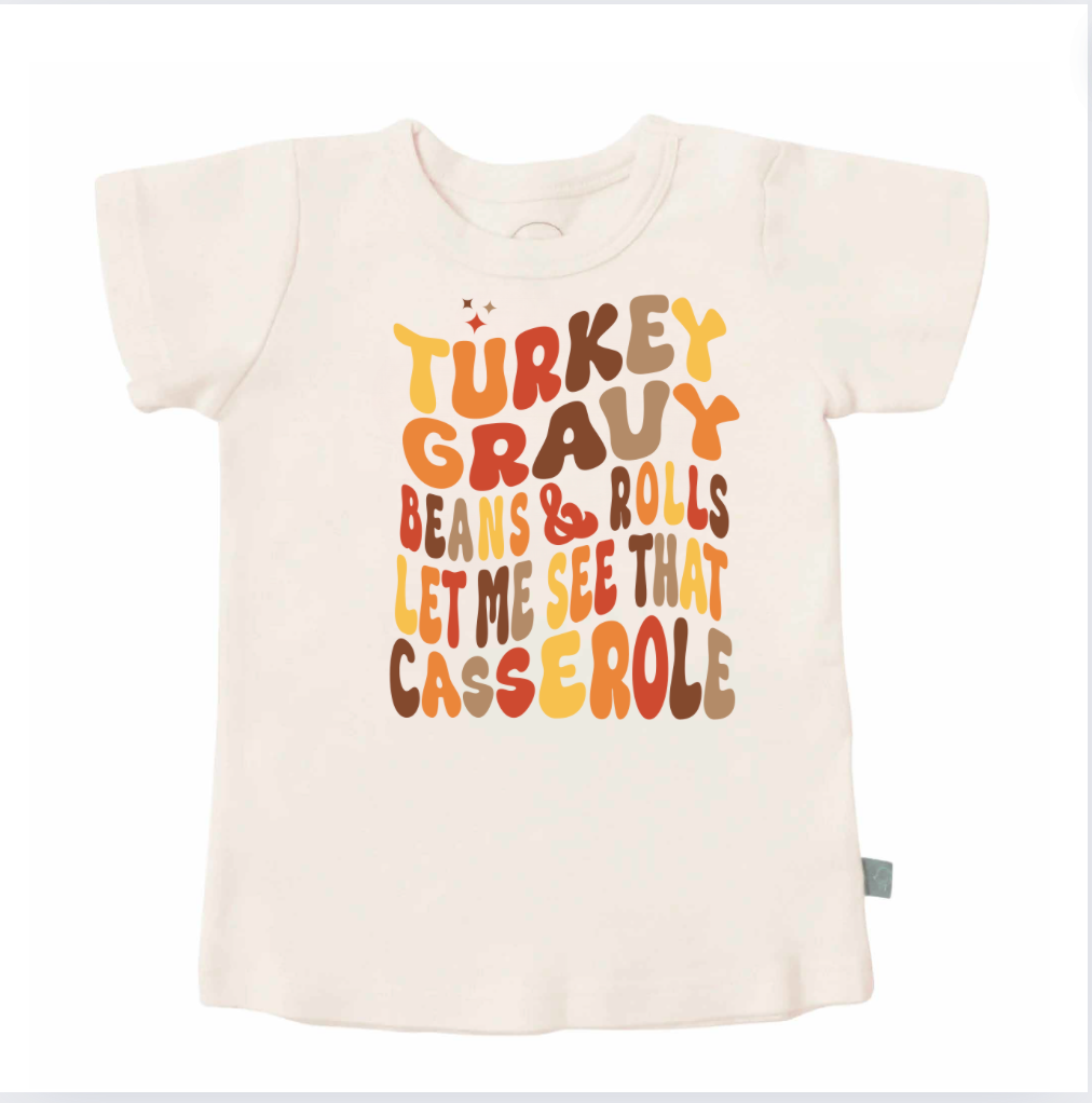 Graphic tee | turkey gravy casserole