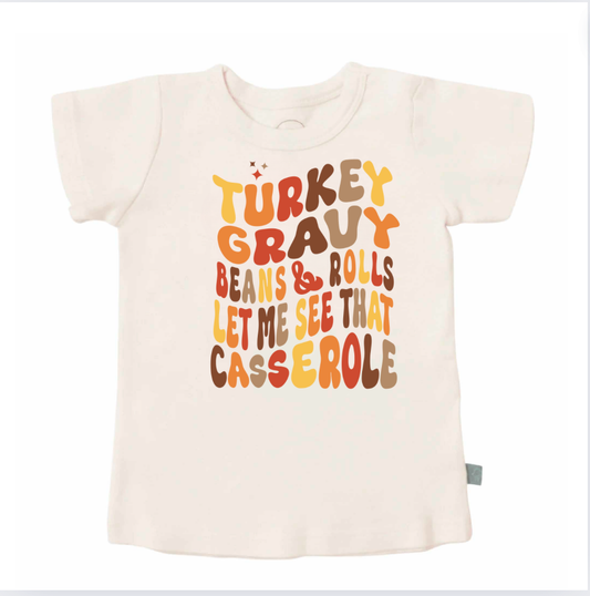 Graphic tee | turkey gravy casserole