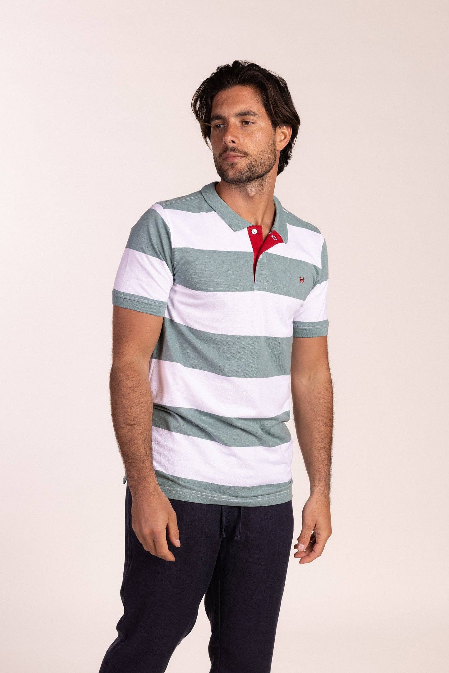 Teal Striped Polo | Monaco
