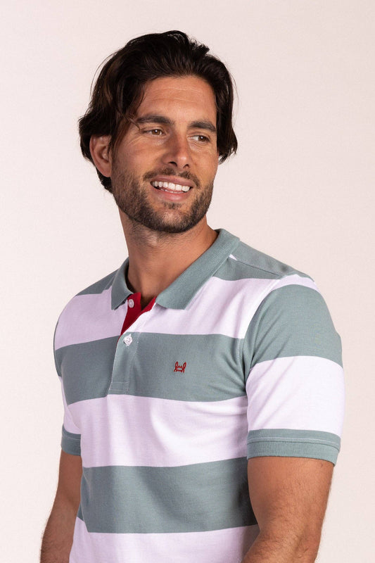Teal Striped Polo | Monaco