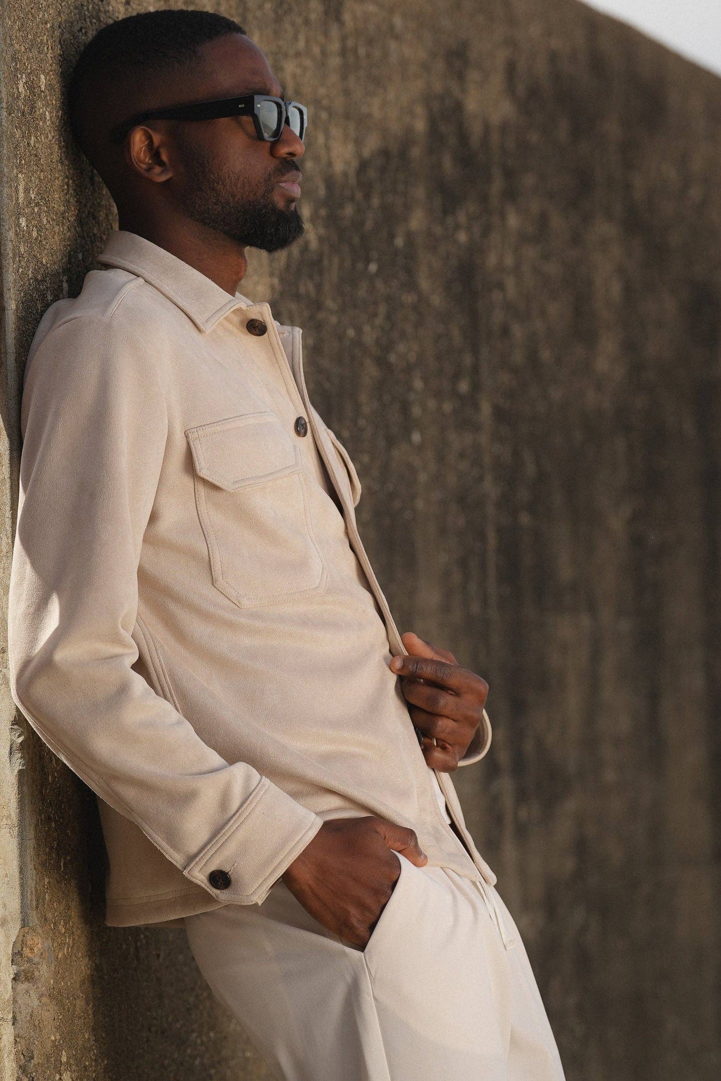 LIGHT BEIGE SUEDE OUTERSHIRT