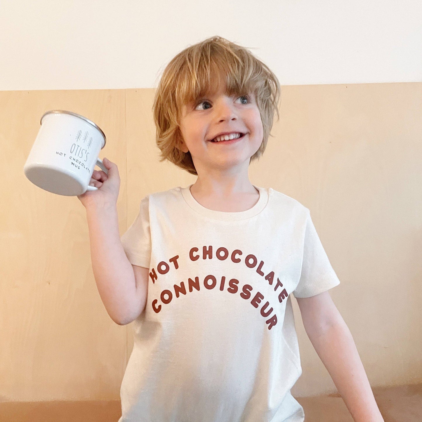 Hot Chocolate Connoisseur - Kid's Tee - Natural Fleck