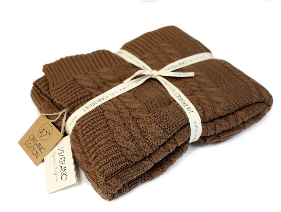Cable Knit Home Throw Adult Blanket (100% Organic Cotton)