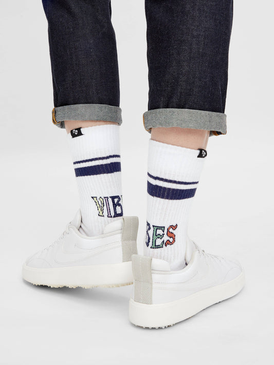 The Vibes Socks - Organic Crew Socks with Stripes, Vibes
