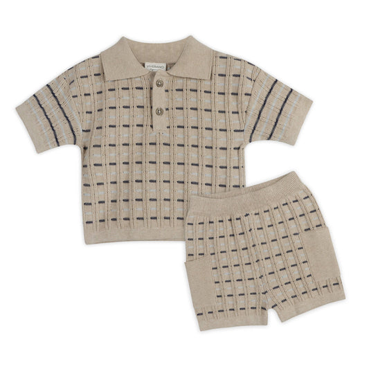 Henry Textured Baby Polo Shirt & Shorts Set (Organic)