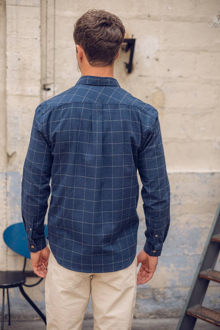 Navy Blue Window Plaid Overshirt
