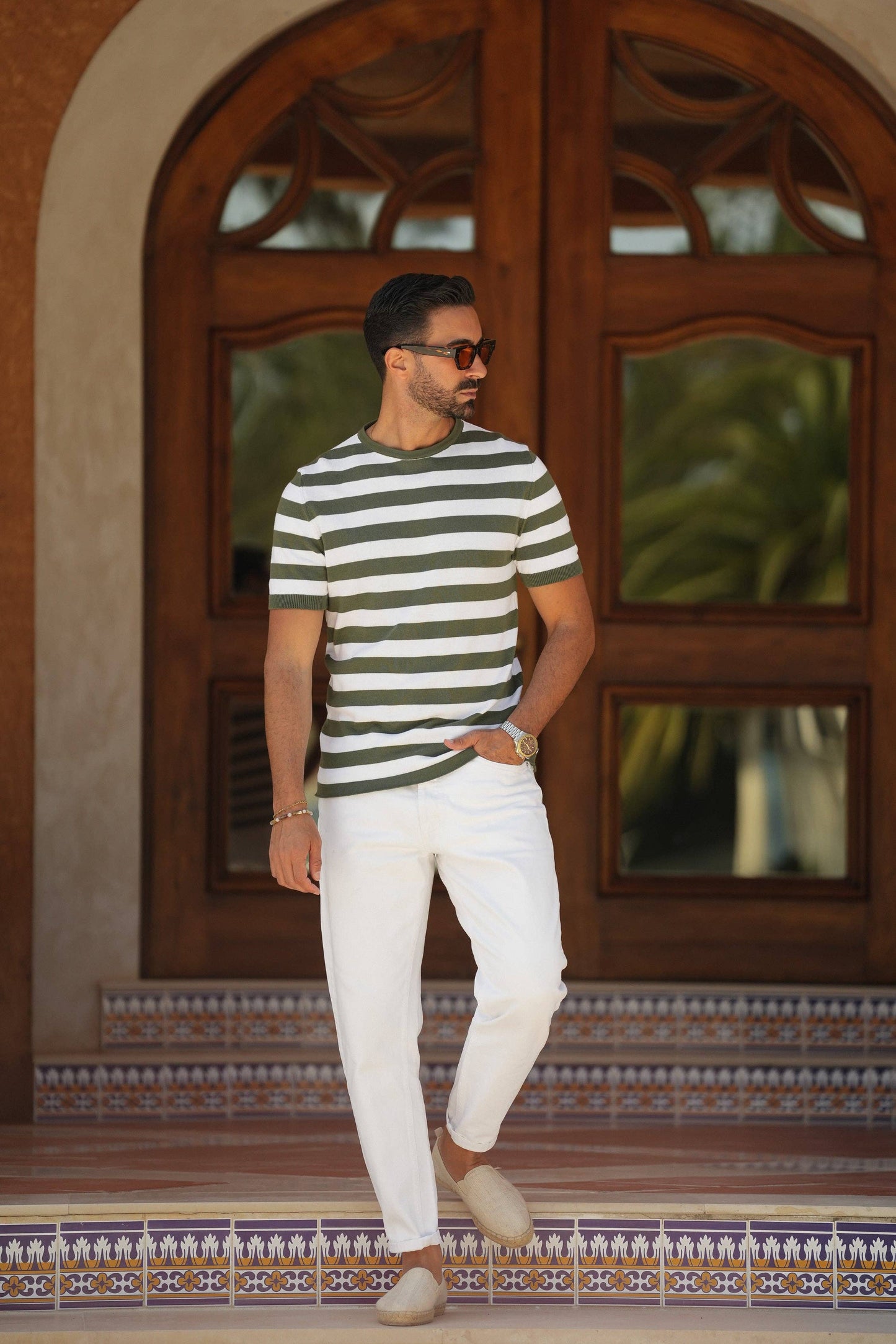 WHITE&KAKI RAYAS DONATO T-SHIRT