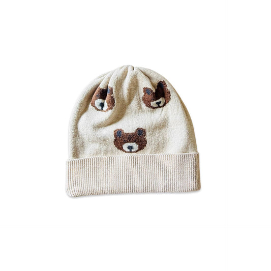 Bear Sweater Knit Round Baby Beanie Cap (Organic Cotton)