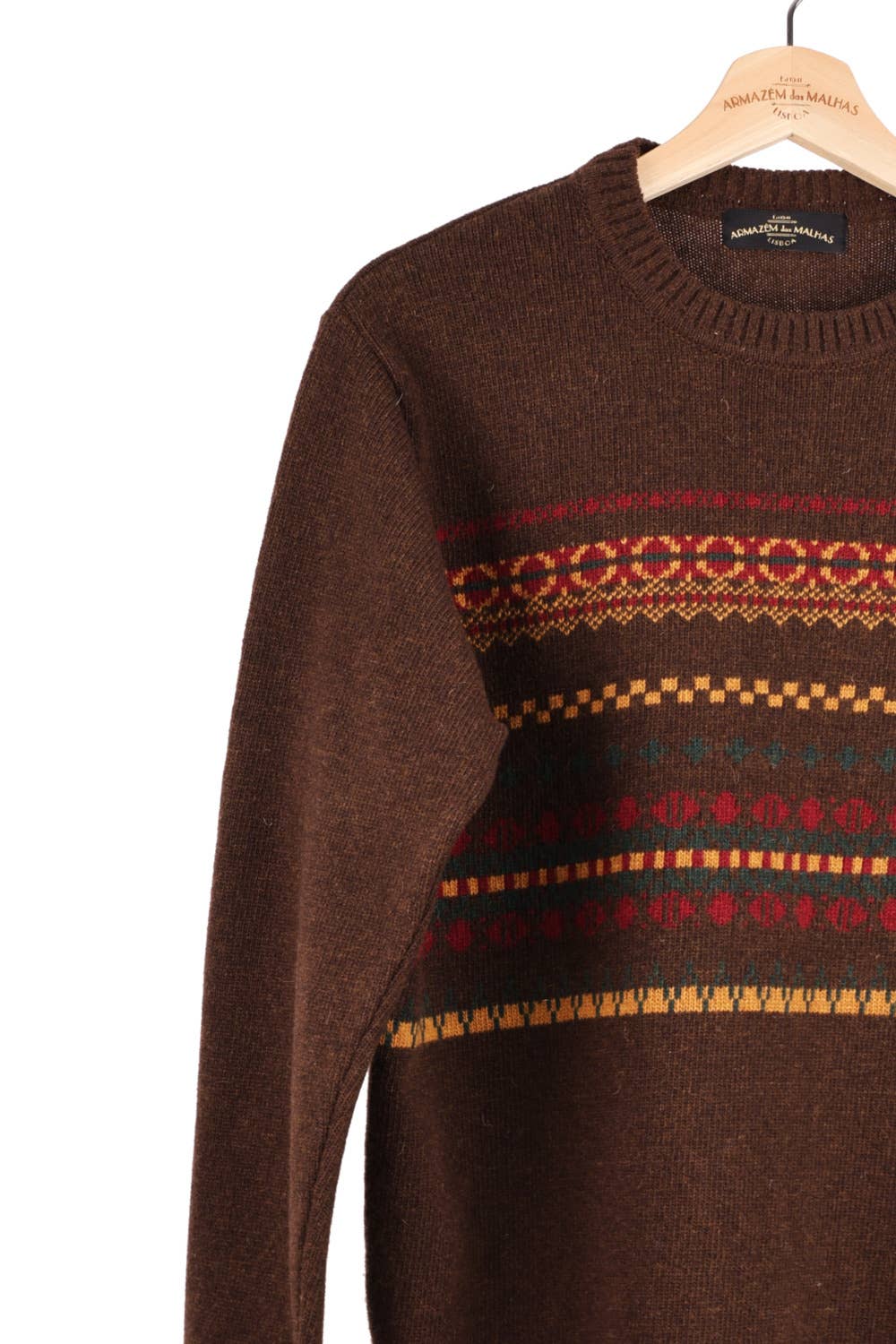 Lambswool Jacquard Sweater Brown