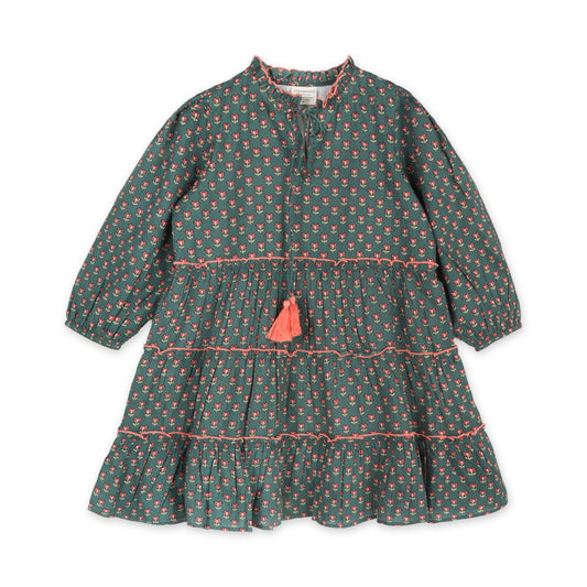 Jasmine Layered Dress - Forest Green (Organic Cotton)