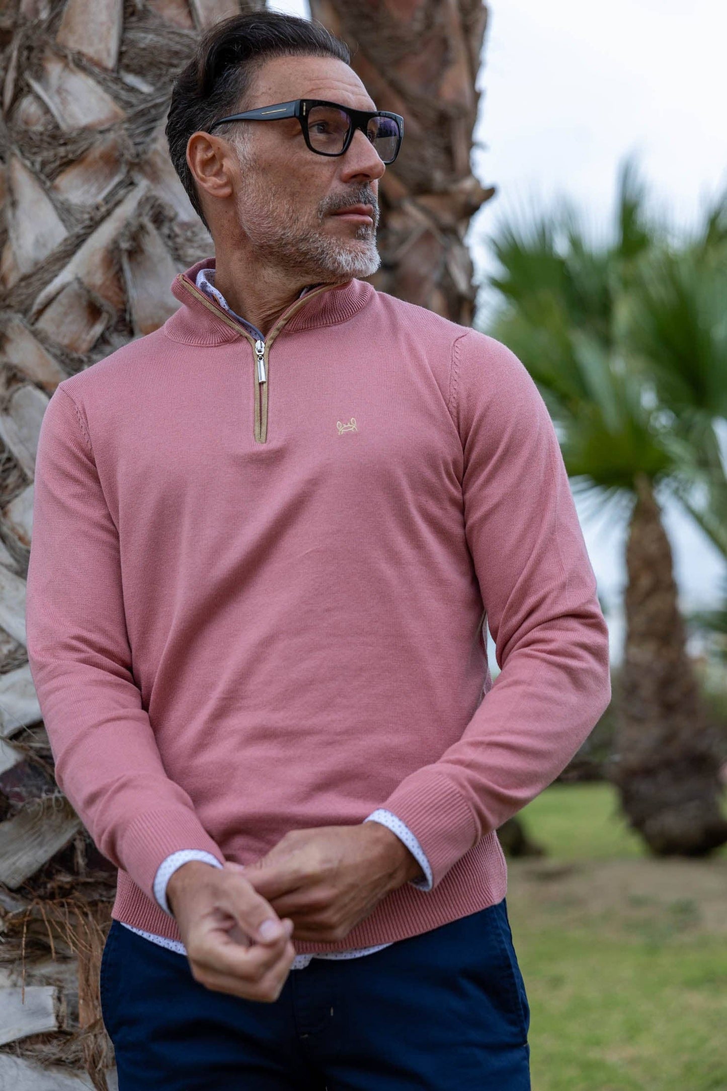 Navy half-zip sweater