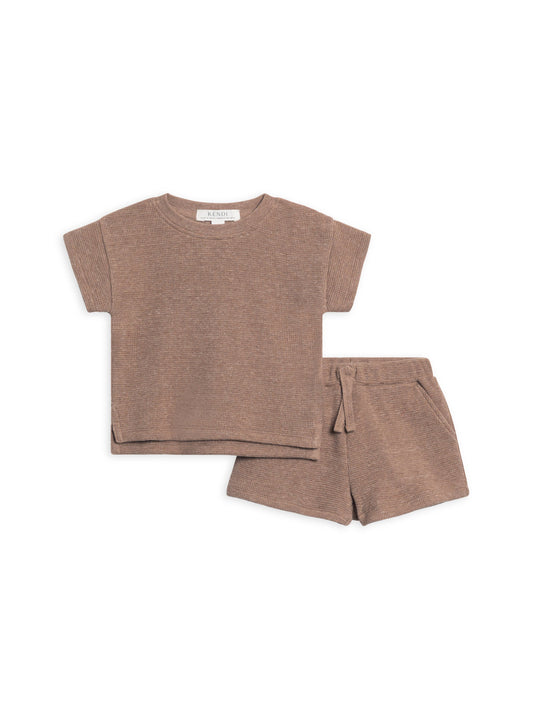 Organic Odell Waffle Short Heather Mocha