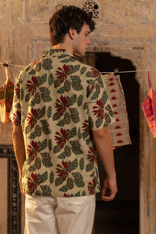 Sage Handblock Printed Cotton Shirt