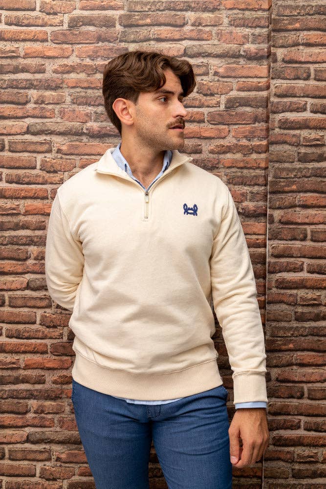 Cream Half Zip Sweatshirt