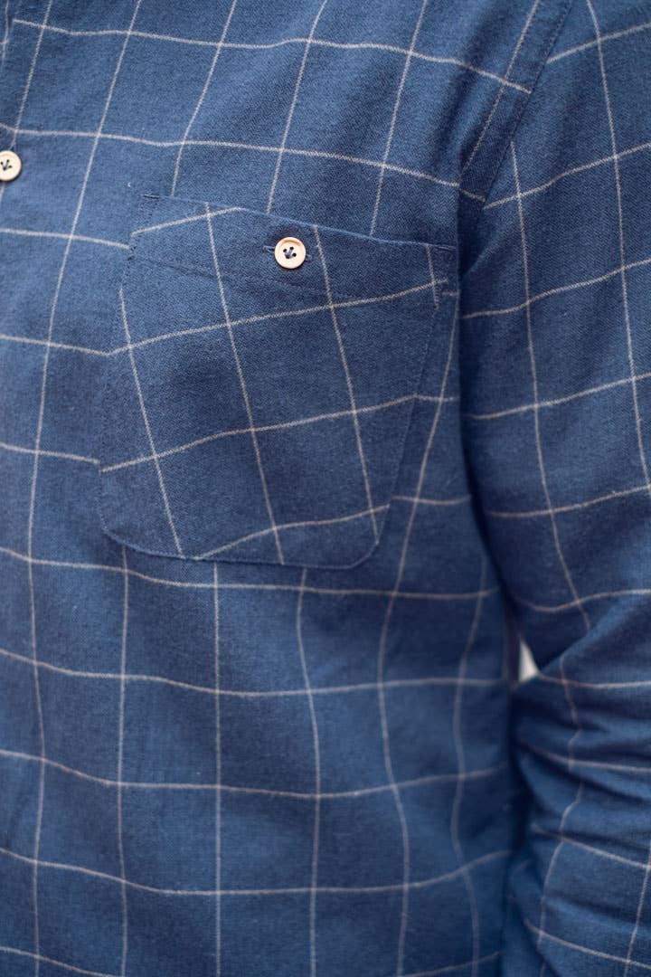 Navy Blue Window Plaid Overshirt