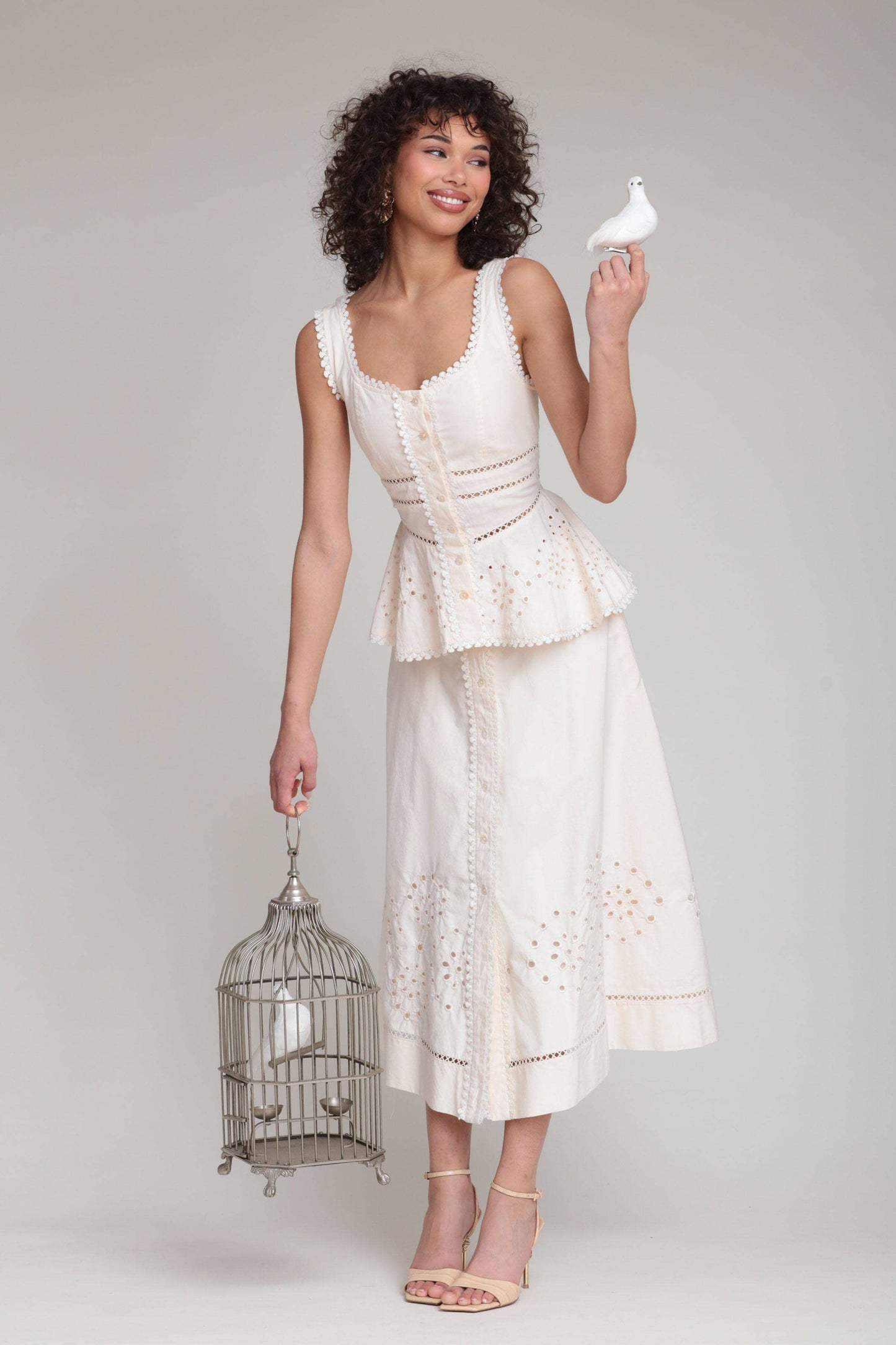 Cotton Embroidered Peplum Top
