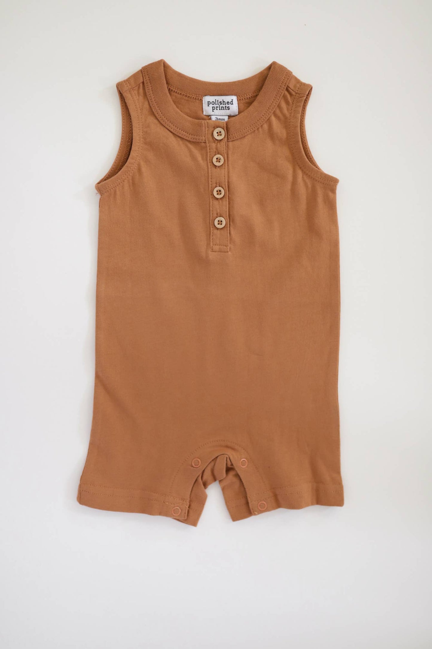 Toasted Nut Shortie Baby Romper, Baby Onepiece, Kids Clothes